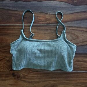Women's Teal Knit Crop Top Kona SOL Medium Built In Bra Colorful Cute